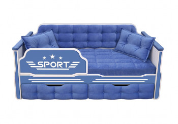 Кровать 180 серии Спорт 2 ящика 85 Синий (подушки) в Краснообске - krasnoobsk.mebel54.com | фото