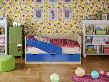 Кровать Бабочки 2,0м (Синий металлик) в Краснообске - krasnoobsk.mebel54.com | фото