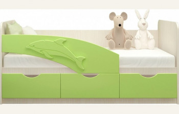 Кровать детская 1,6м Дельфин (Салатовый металлик) в Краснообске - krasnoobsk.mebel54.com | фото