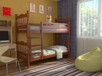 Кровать двухъярусная Соня из массива сосны 800*1890 Орех в Краснообске - krasnoobsk.mebel54.com | фото