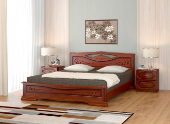 Кровать Карина-7 из массива сосны 1400*2000 Орех в Краснообске - krasnoobsk.mebel54.com | фото