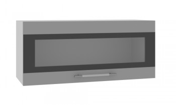 Норд ШВГС 800 Шкаф верхний горизонтальный со стеклом (Софт черный/корпус Белый) в Краснообске - krasnoobsk.mebel54.com | фото