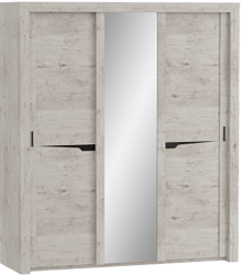 Шкаф трехдверный Соренто с раздвижными дверями Дуб бонифаций/Кофе структурный матовый в Краснообске - krasnoobsk.mebel54.com | фото