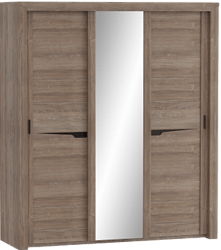 Шкаф трехдверный Соренто с раздвижными дверями Дуб стирлинг/Кофе структурный матовый в Краснообске - krasnoobsk.mebel54.com | фото